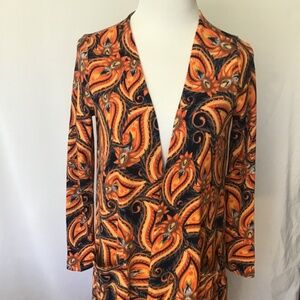 LuLaRoe Sarah Duster Sweater Size Small Bright Paisley Pattern